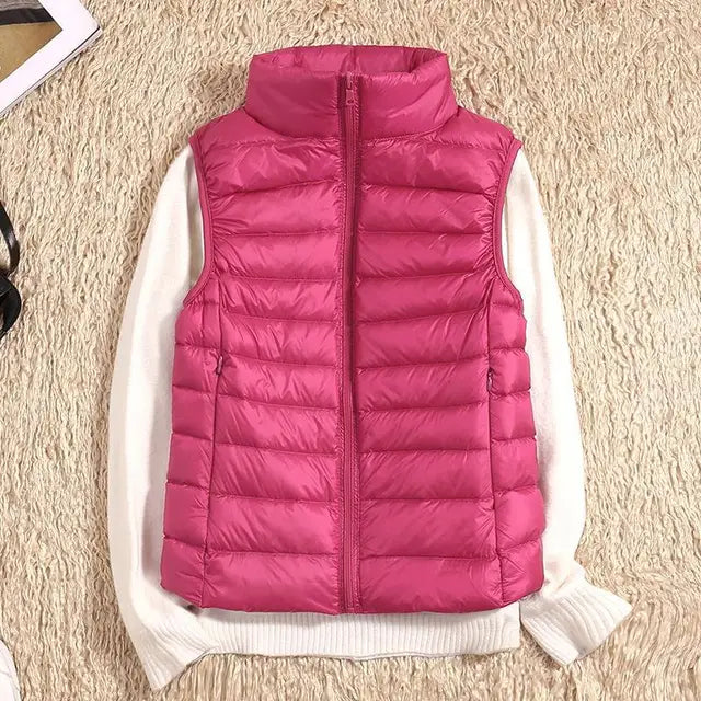 NOUVEAU RICHE Ultraleichte Daunenweste Damen Warme Leichte Schicht Rosenrot