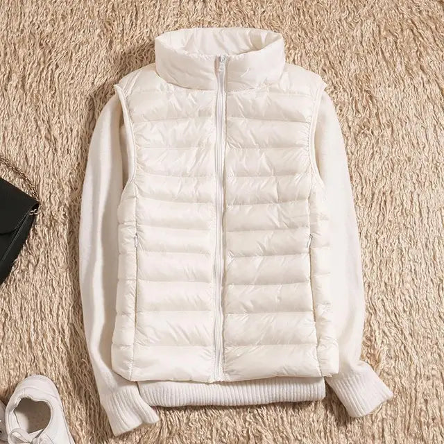 NOUVEAU RICHE Ultraleichte Daunenweste Damen Warme Leichte Schicht Weiß