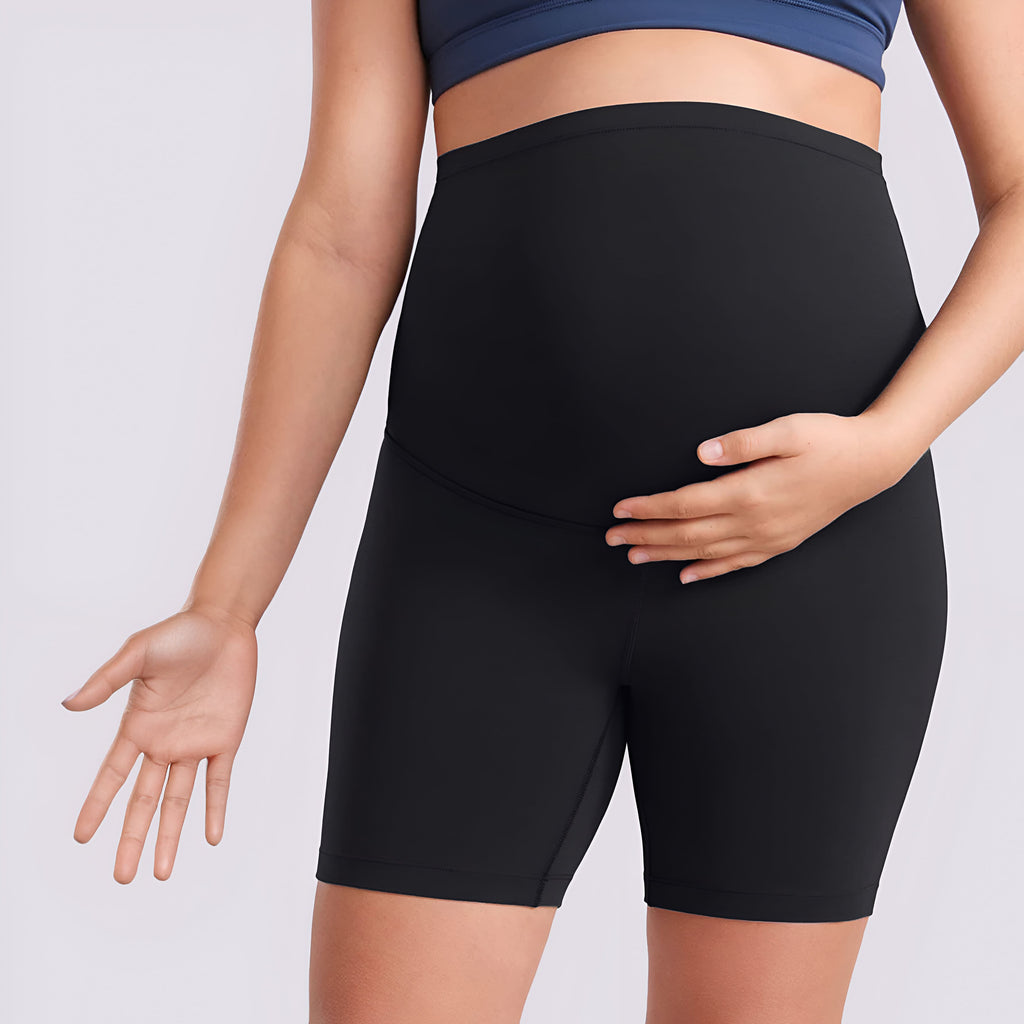 Bequeme Umstandsshorts für Damen | Elastische Schwangerschafts-Radlerhose mit Bauchstütze | Kurze Umstandsleggings für den Sommer
