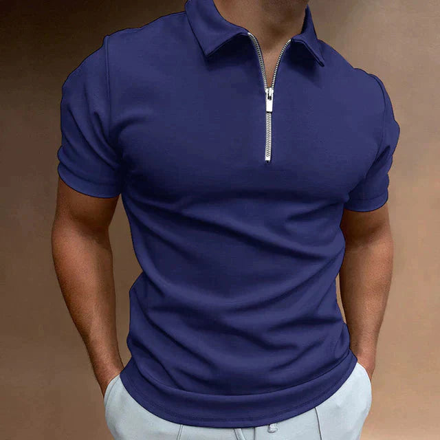 Men's Polo Shirt with Zipper | Short-Sleeve Polo Shirt Stain-Resistant & Odor-Neutralizing | Everyday & Office