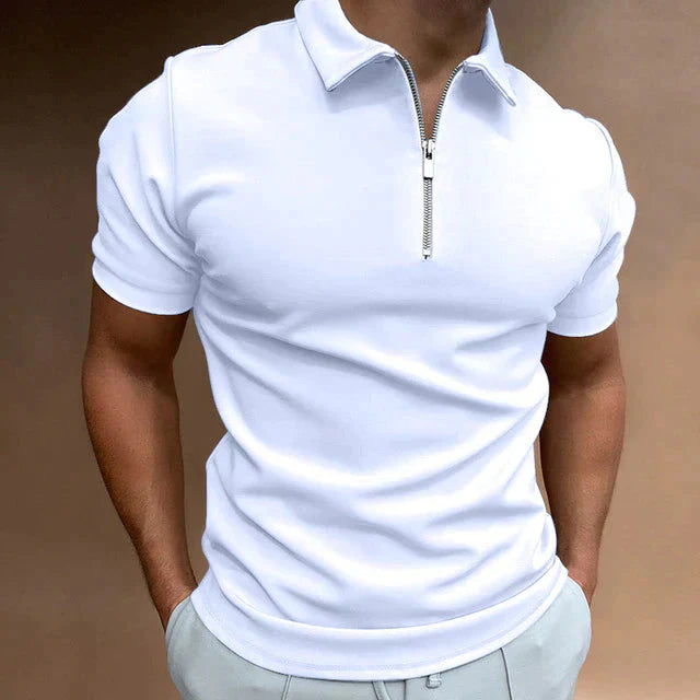 Herren Poloshirt mit Reißverschluss | Kurzarm Polo Shirt fleckenabweisend & geruchsneutralisierend | Alltag & Büro
