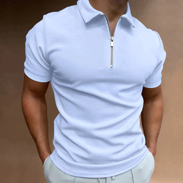 Herren Poloshirt mit Reißverschluss | Kurzarm Polo Shirt fleckenabweisend & geruchsneutralisierend | Alltag & Büro