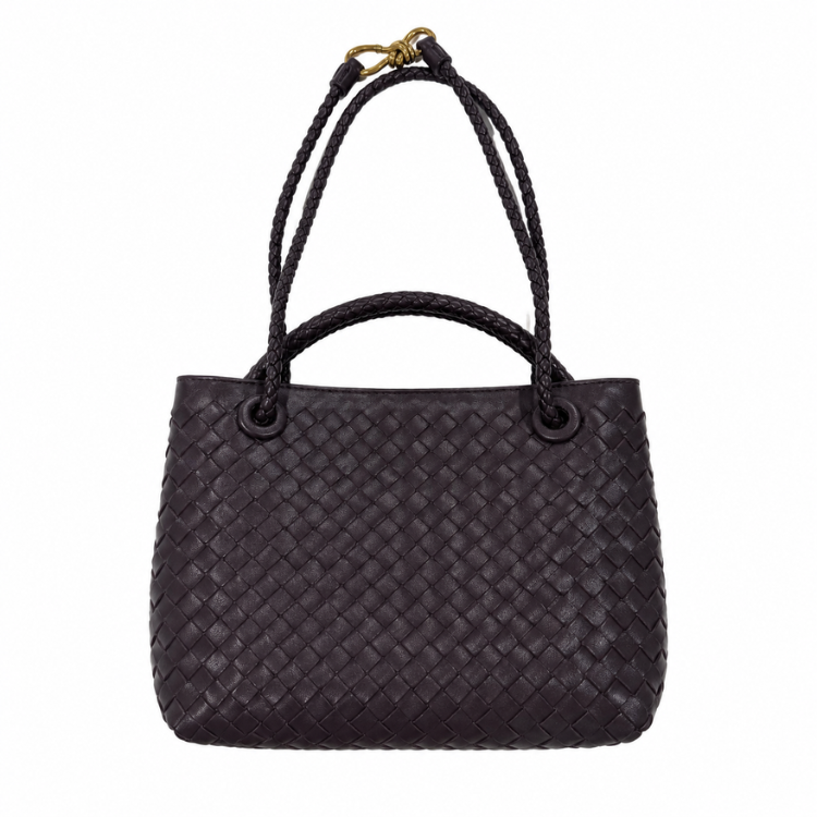 Braided Handbag for Women | Stylish Crossbody Bag with Braided Look Made of Vegan Leather with Gold Details and Shoulder Strap