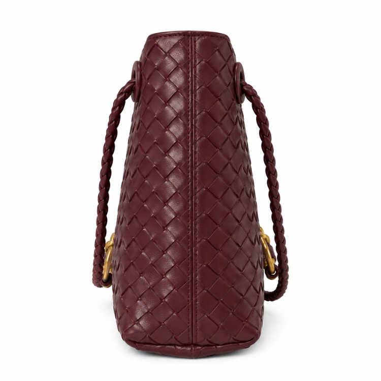 Braided Handbag for Women | Stylish Crossbody Bag with Braided Look Made of Vegan Leather with Gold Details and Shoulder Strap