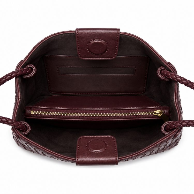 Braided Handbag for Women | Stylish Crossbody Bag with Braided Look Made of Vegan Leather with Gold Details and Shoulder Strap