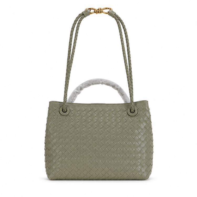 Braided Handbag for Women | Stylish Crossbody Bag with Braided Look Made of Vegan Leather with Gold Details and Shoulder Strap