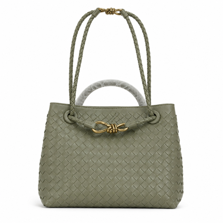 Braided Handbag for Women | Stylish Crossbody Bag with Braided Look Made of Vegan Leather with Gold Details and Shoulder Strap