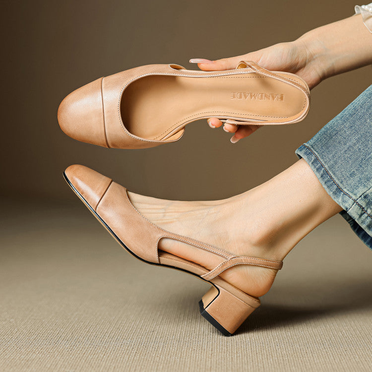 Slingback-Pumps aus echtem Leder für Damen