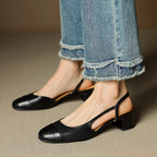 Slingback-Pumps aus echtem Leder für Damen