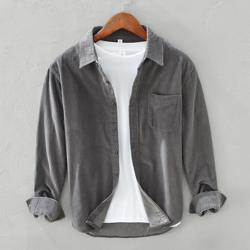NOUVEAU RICHE Cordhemd Herren Retro Im Eleganten Stil Für Jeden Anlass Anthrazit
