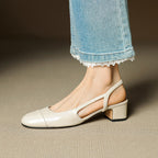 Slingback-Pumps aus echtem Leder für Damen