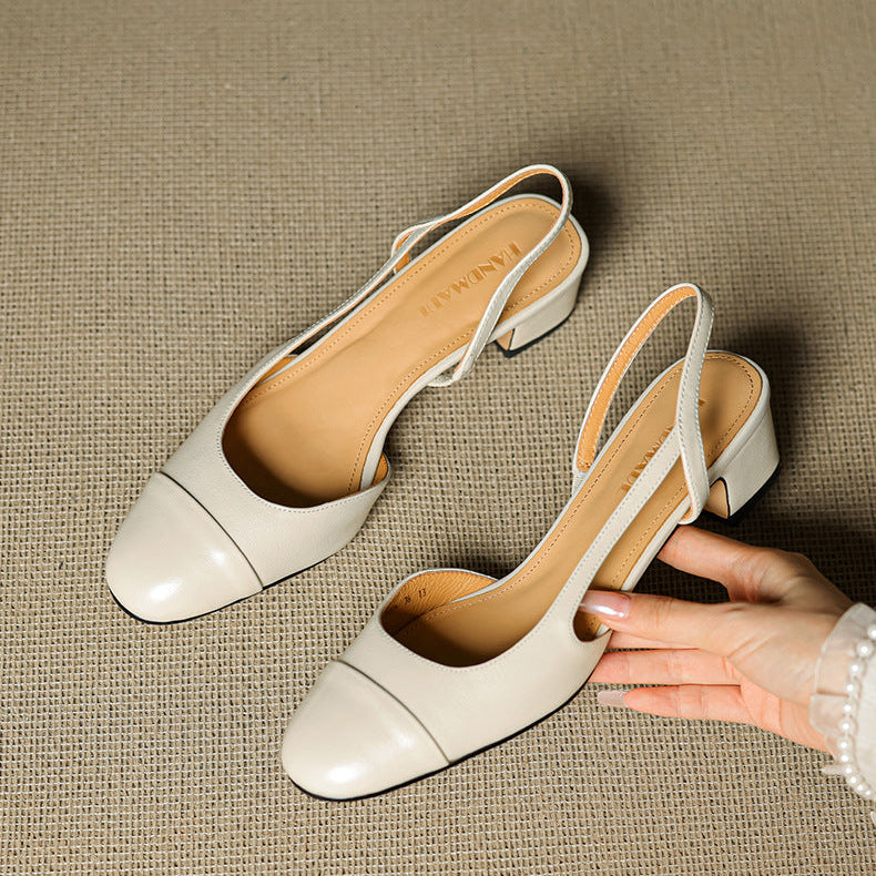 Slingback-Pumps aus echtem Leder für Damen