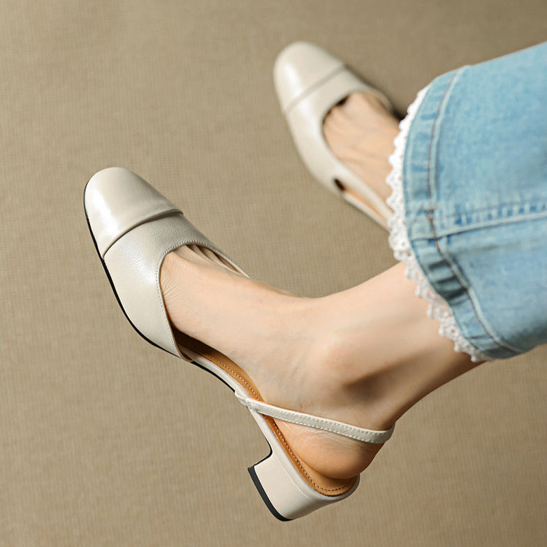 Slingback-Pumps aus echtem Leder für Damen