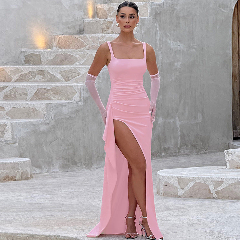 Rückenfreies Maxikleid für Damen - Elegantes Slip-Kleid für formelle Anlässe & Hochzeiten - Bodenlanges Abendkleid mit Komfort