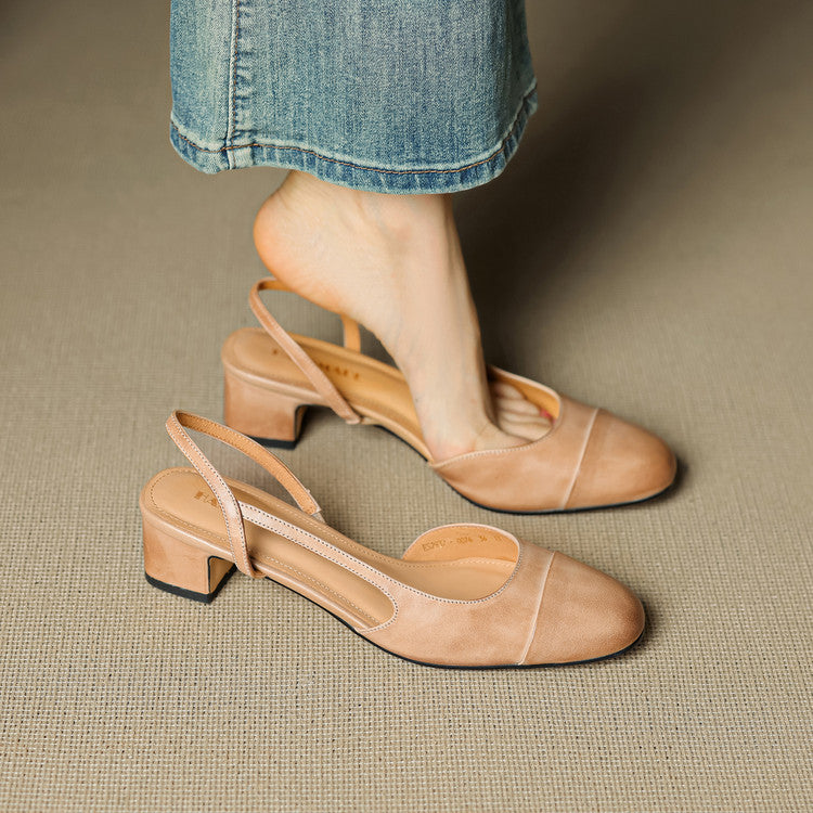 Slingback-Pumps aus echtem Leder für Damen