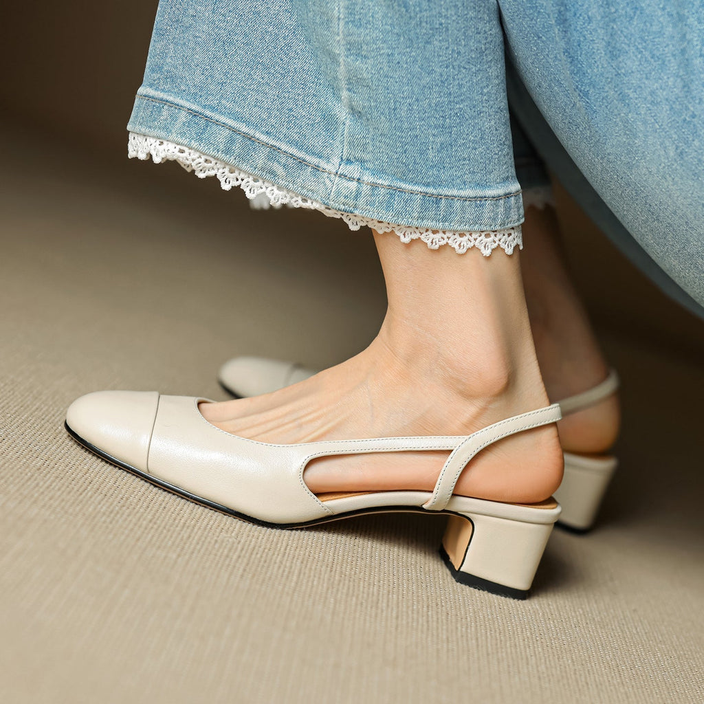 Slingback-Pumps aus echtem Leder für Damen