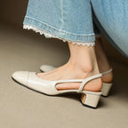 Slingback-Pumps aus echtem Leder für Damen