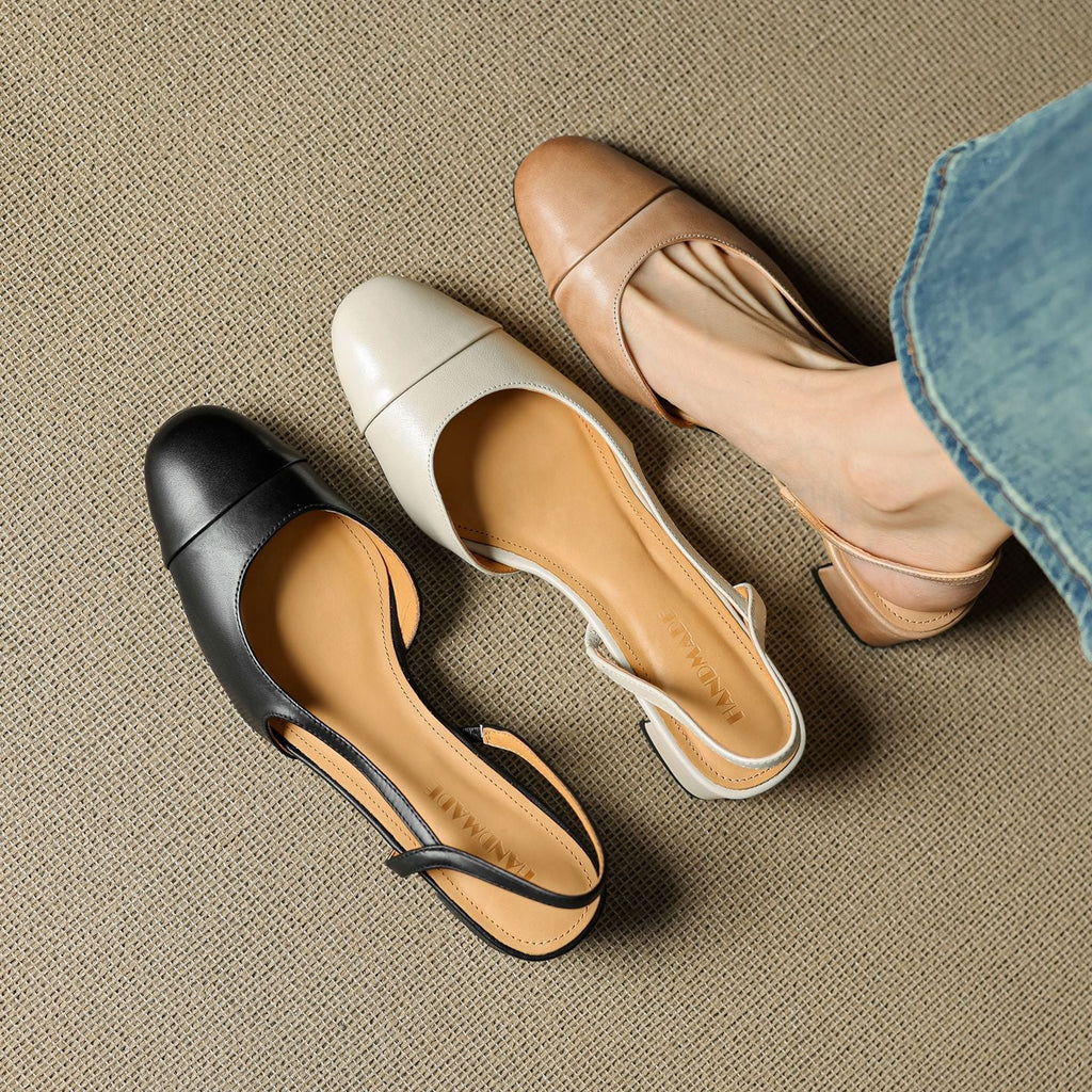 Slingback-Pumps aus echtem Leder für Damen