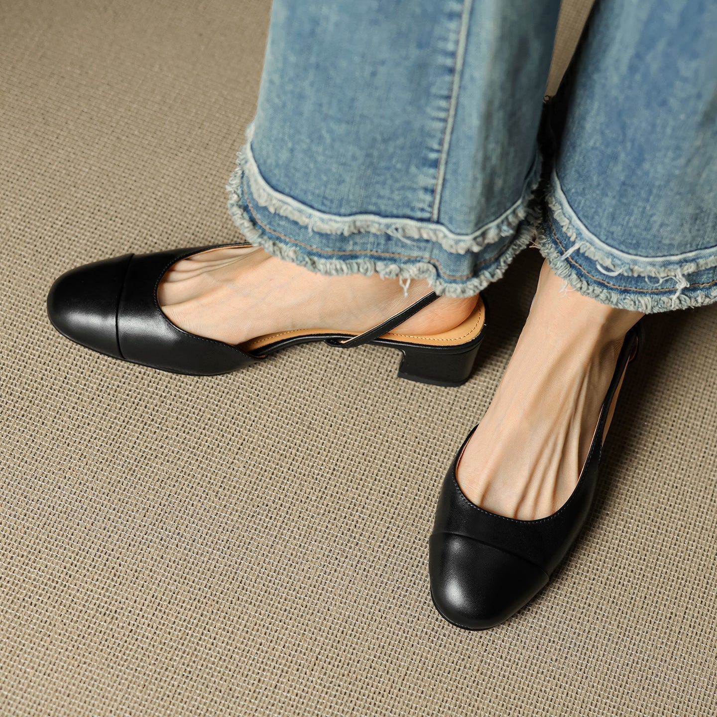 Slingback-Pumps aus echtem Leder für Damen