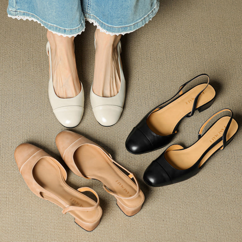 Slingback-Pumps aus echtem Leder für Damen