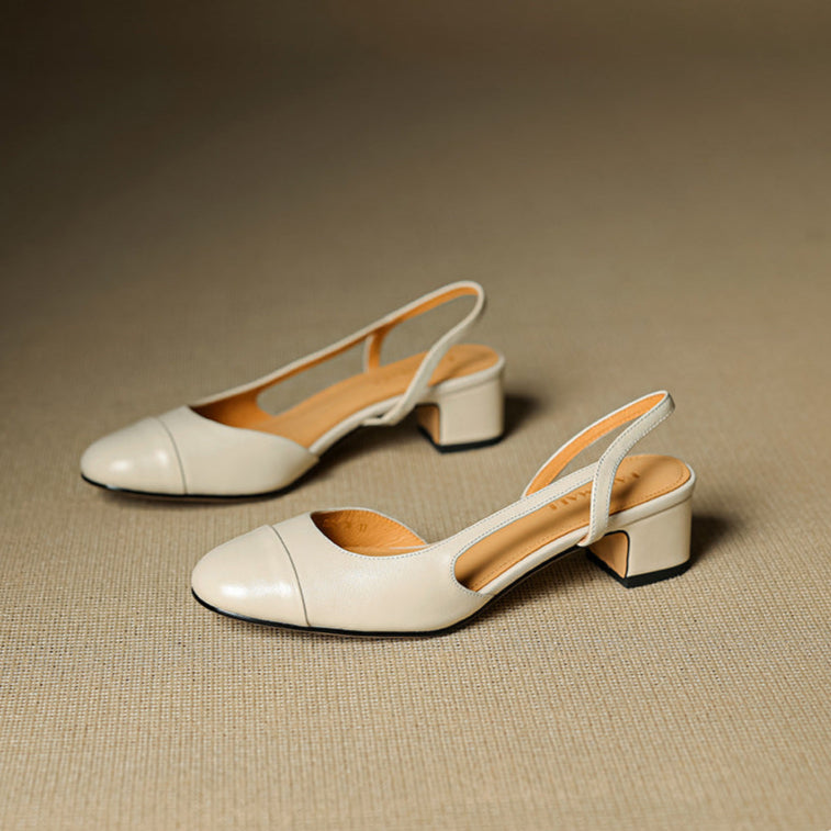 Slingback-Pumps aus echtem Leder für Damen
