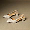 Slingback-Pumps aus echtem Leder für Damen