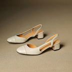 Slingback-Pumps aus echtem Leder für Damen