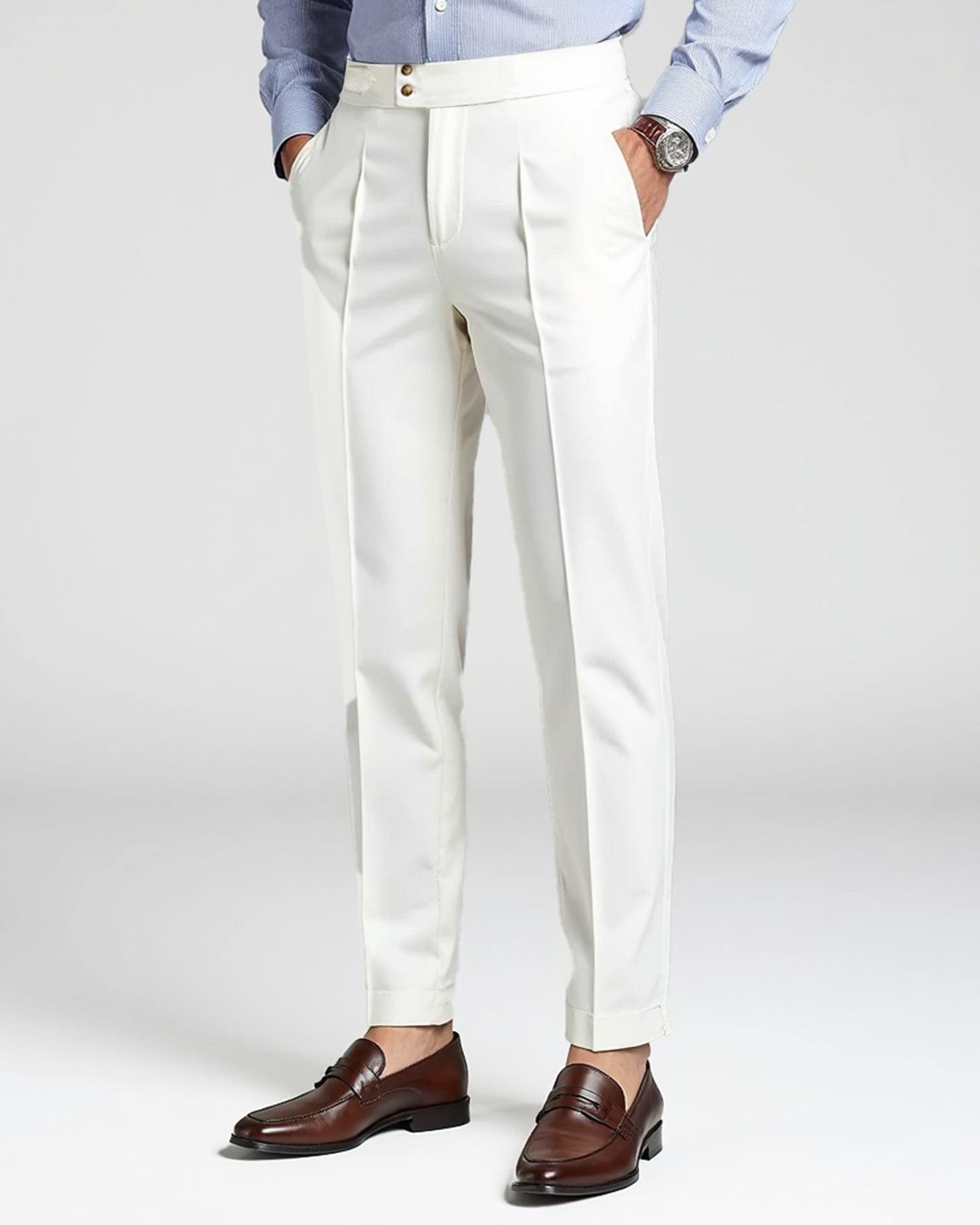 Men's pleated trousers with belt loops