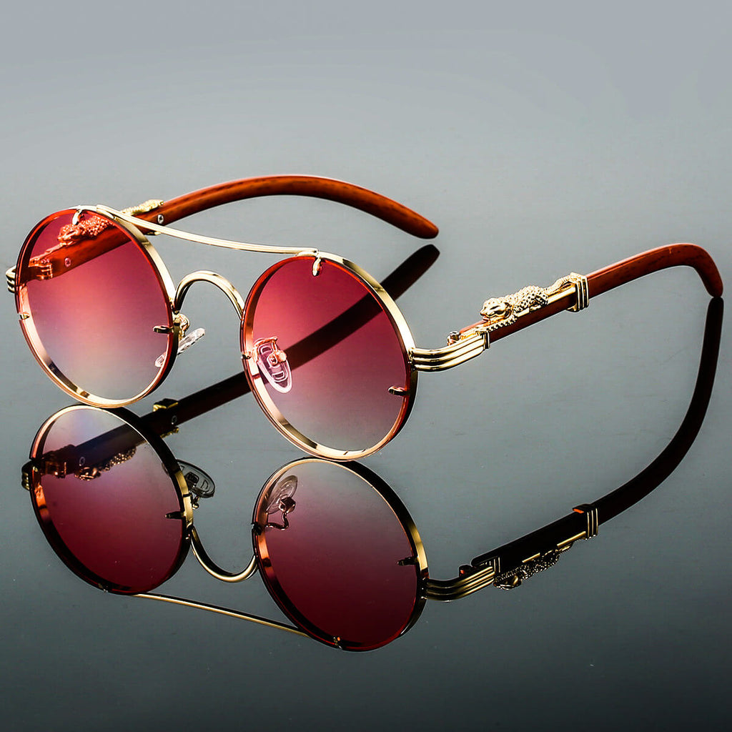 Runde Vintage-Sonnenbrille mit Doppelsteg, Metallrahmen und UV400-Gläsern