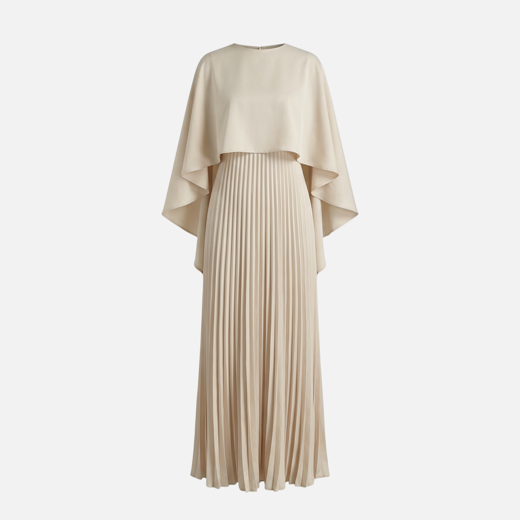 Plissiertes Chiffon-Maxikleid mit Cape-Overlay für Damen