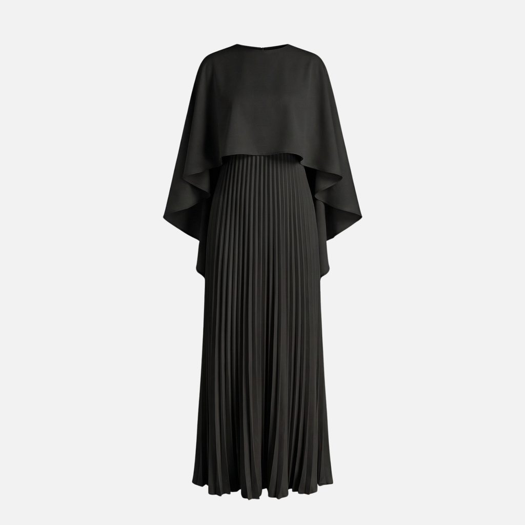 Plissiertes Chiffon-Maxikleid mit Cape-Overlay für Damen