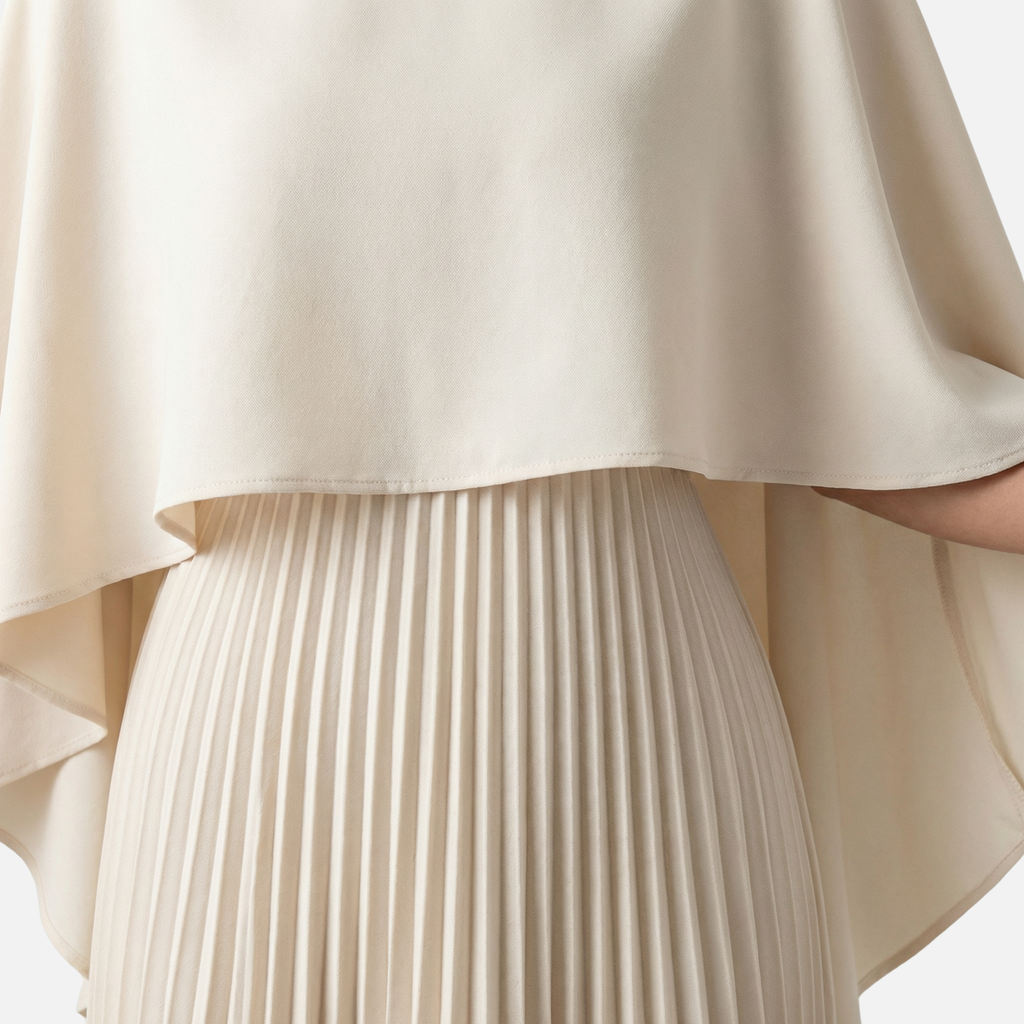 Plissiertes Chiffon-Maxikleid mit Cape-Overlay für Damen