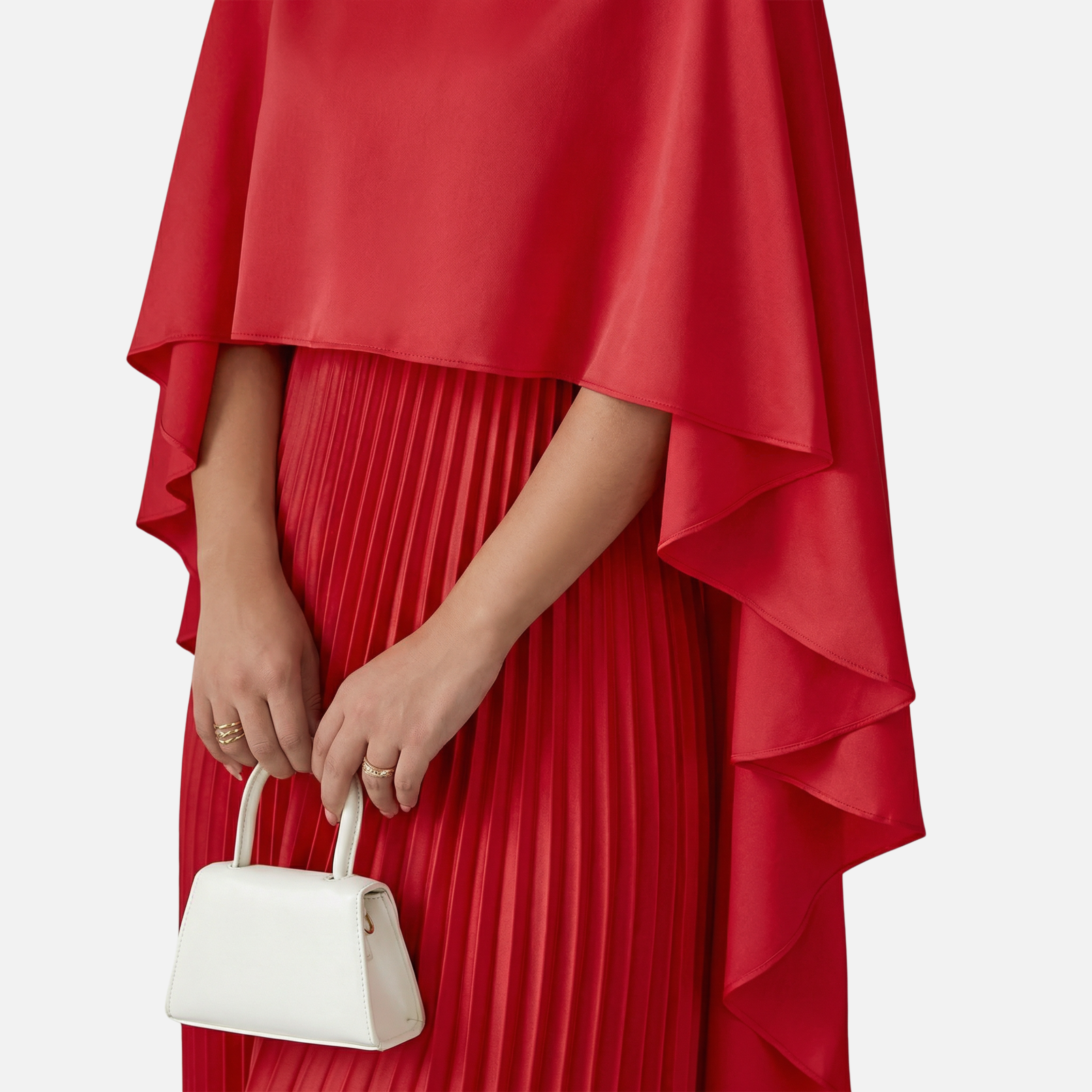 Plissiertes Chiffon-Maxikleid mit Cape-Overlay für Damen