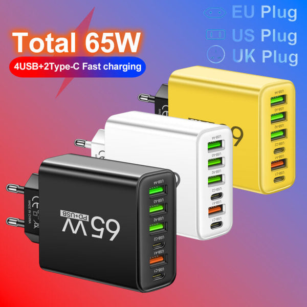 PowerMax 65W 6-in-1 Fast Charger – Charge up to 6 Devices at Once