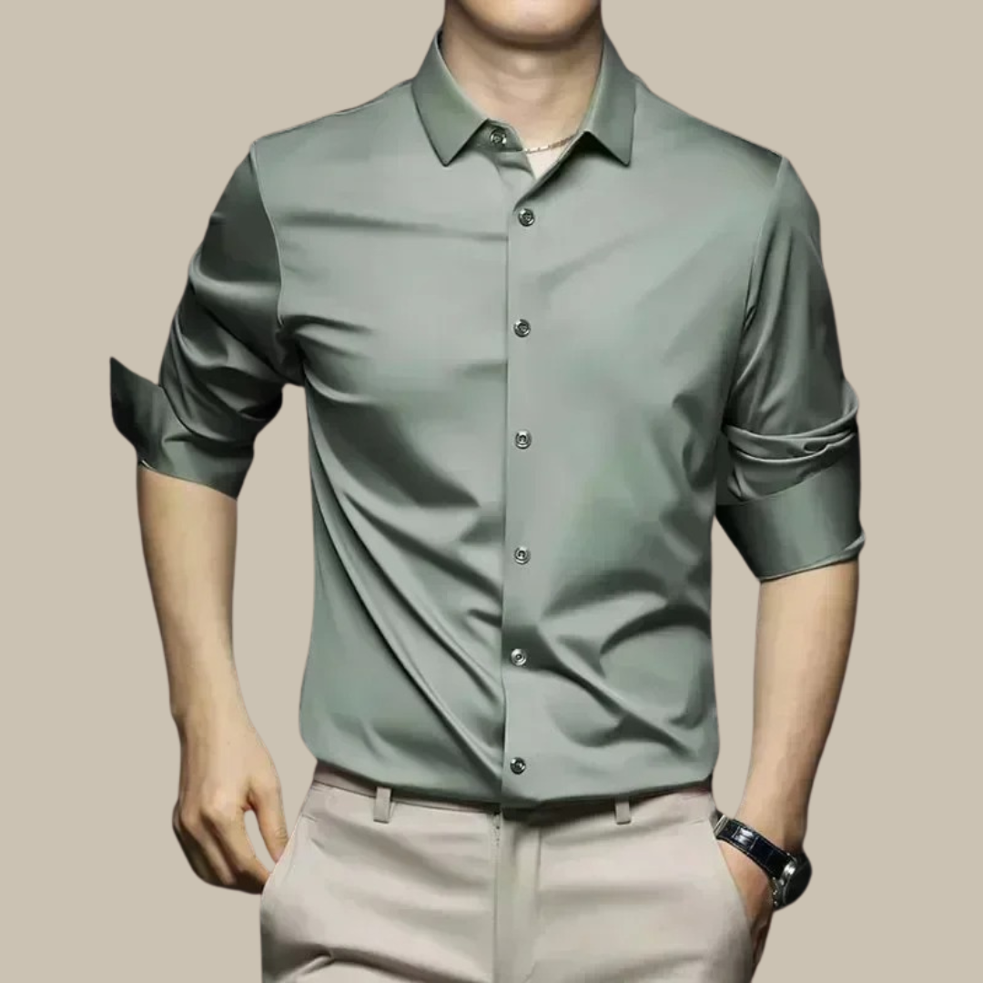 Men's Silk Shirt Long Sleeve | Elegant Business Shirt with Tailored Fit | Soft Silk Fabric for Office and Formal Occasions