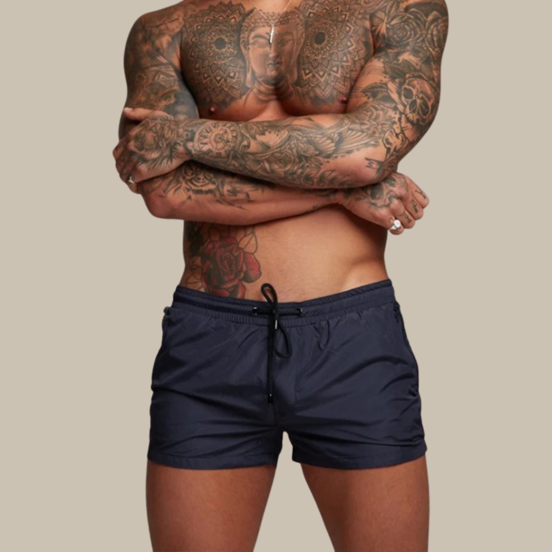 Quick-drying men's shorts with stretch - Comfortable short summer pants for leisure and beach - Classic fit