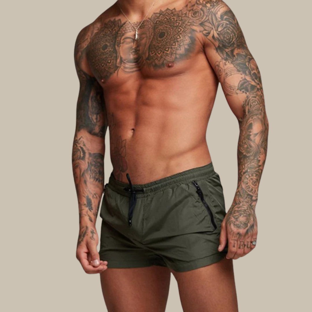 Quick-drying men's shorts with stretch - Comfortable short summer pants for leisure and beach - Classic fit