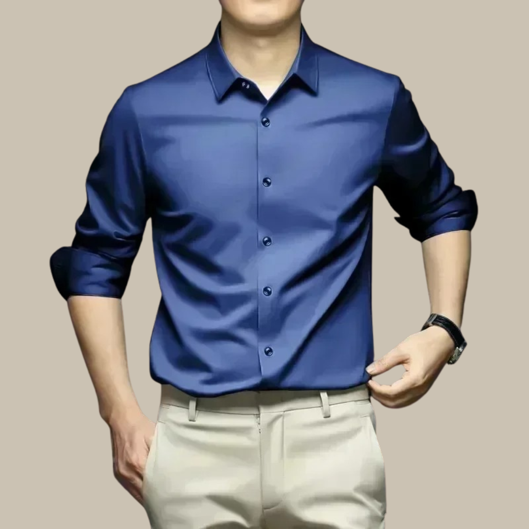 Men's Silk Shirt Long Sleeve | Elegant Business Shirt with Tailored Fit | Soft Silk Fabric for Office and Formal Occasions