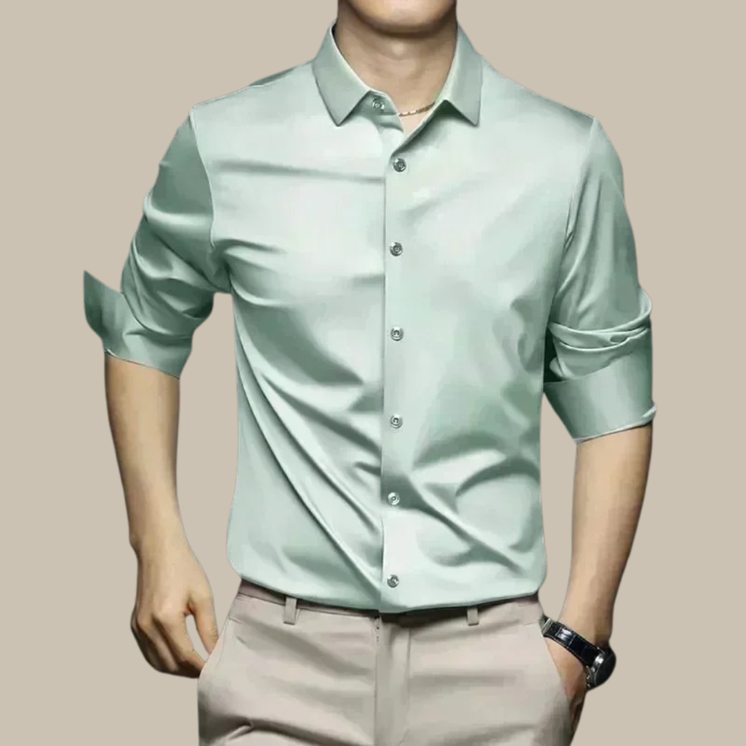 Men's Silk Shirt Long Sleeve | Elegant Business Shirt with Tailored Fit | Soft Silk Fabric for Office and Formal Occasions