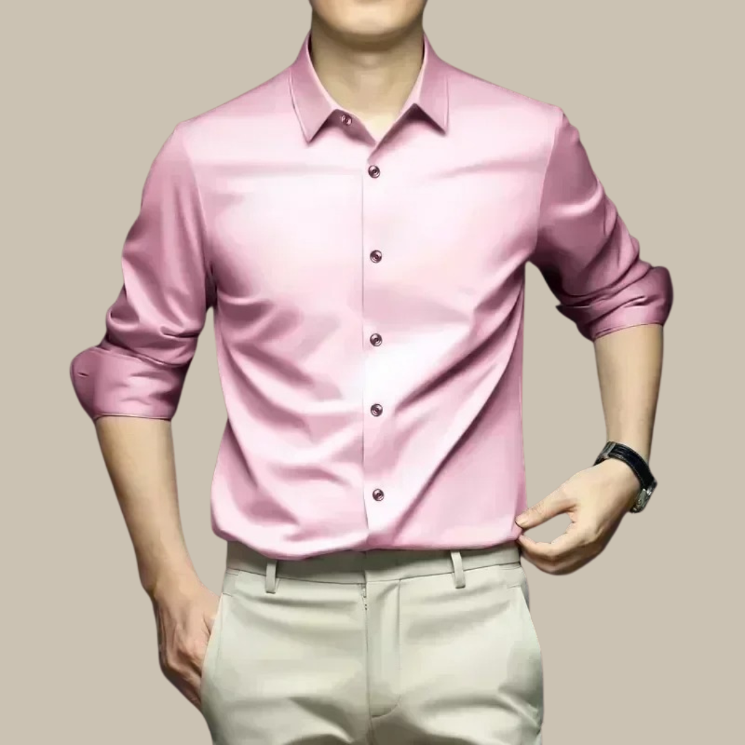 Men's Silk Shirt Long Sleeve | Elegant Business Shirt with Tailored Fit | Soft Silk Fabric for Office and Formal Occasions