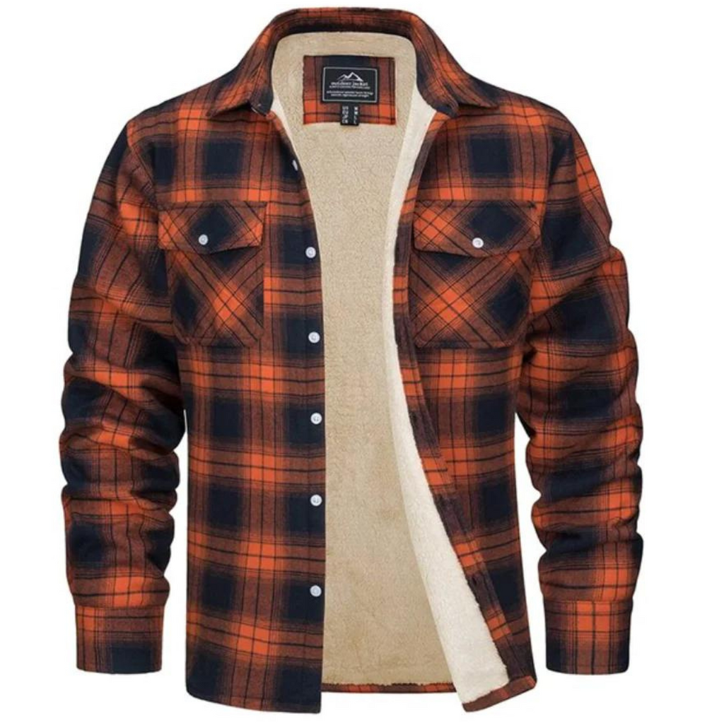 Herren-Hemdjacke mit Sherpa-Futter und Karomuster | Warme Flanell-Überhemdjacke mit Karomuster
