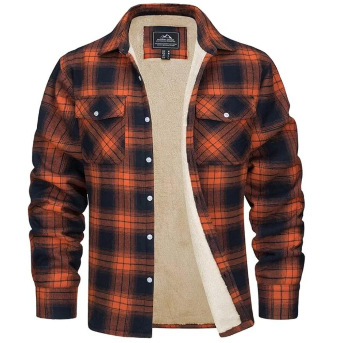 Herren-Hemdjacke mit Sherpa-Futter und Karomuster | Warme Flanell-Überhemdjacke mit Karomuster