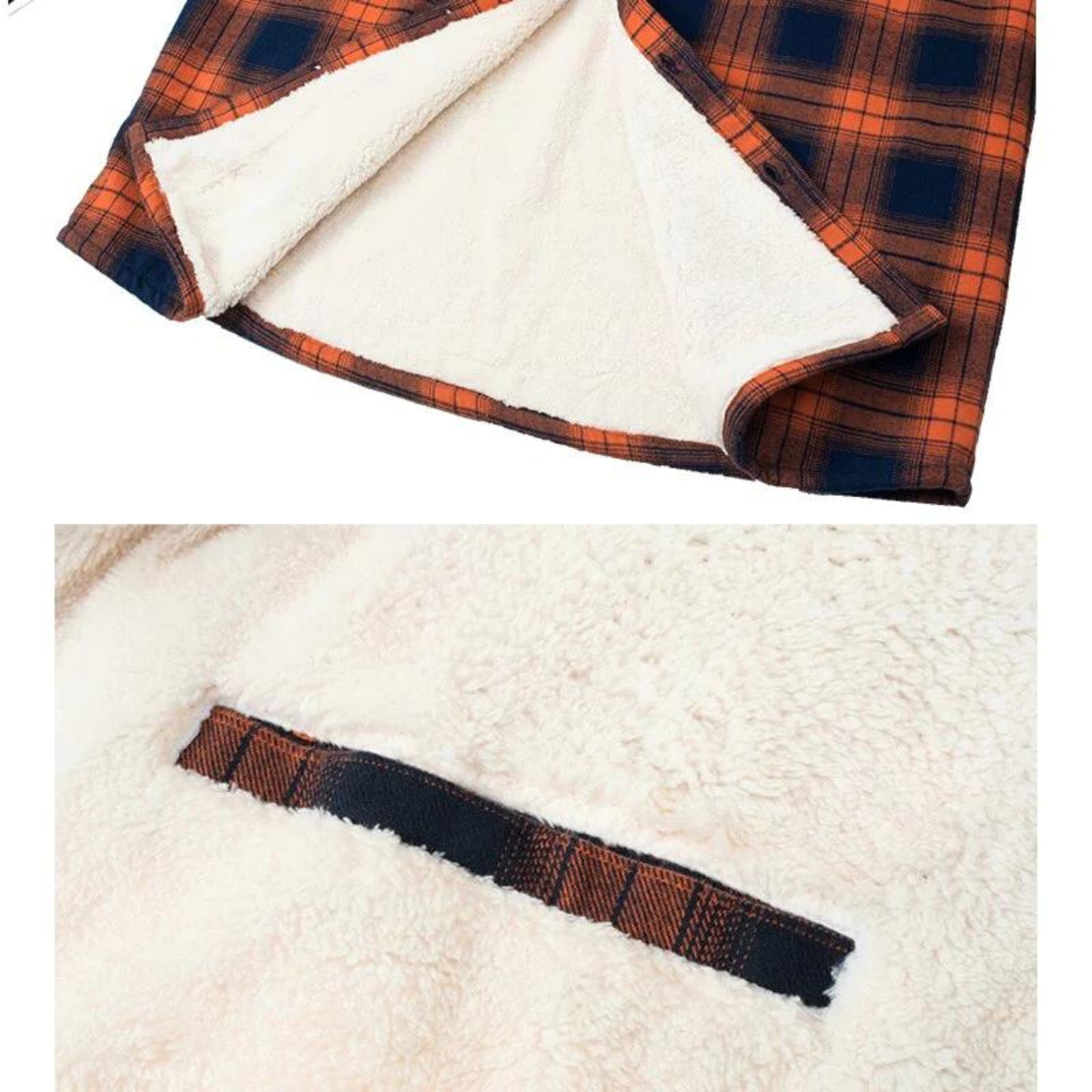 Herren-Hemdjacke mit Sherpa-Futter und Karomuster | Warme Flanell-Überhemdjacke mit Karomuster