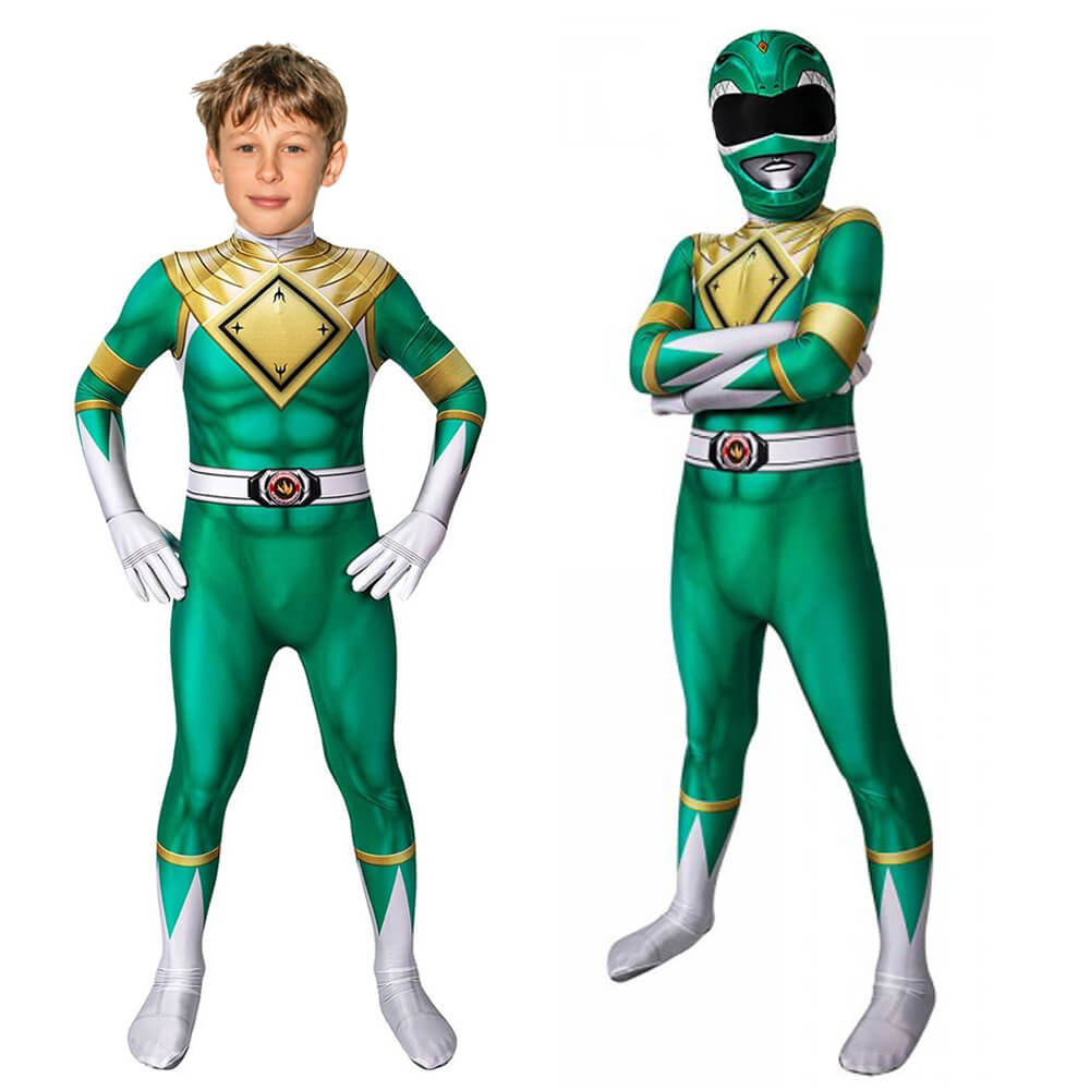NOUVEAU RICHE Ranger-Kostüm-Overall Für Kinder Superhelden-Cosplay-Designs Grün