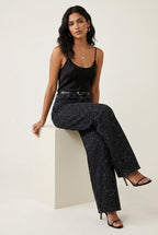 High Waist Jeans für Damen mit geradem Bein und dezenten Glitzer-Details – Straight Leg Denim mit Vintage-Waschung