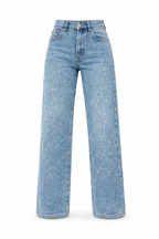 High Waist Jeans für Damen mit geradem Bein und dezenten Glitzer-Details – Straight Leg Denim mit Vintage-Waschung