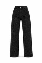 High Waist Jeans für Damen mit geradem Bein und dezenten Glitzer-Details – Straight Leg Denim mit Vintage-Waschung