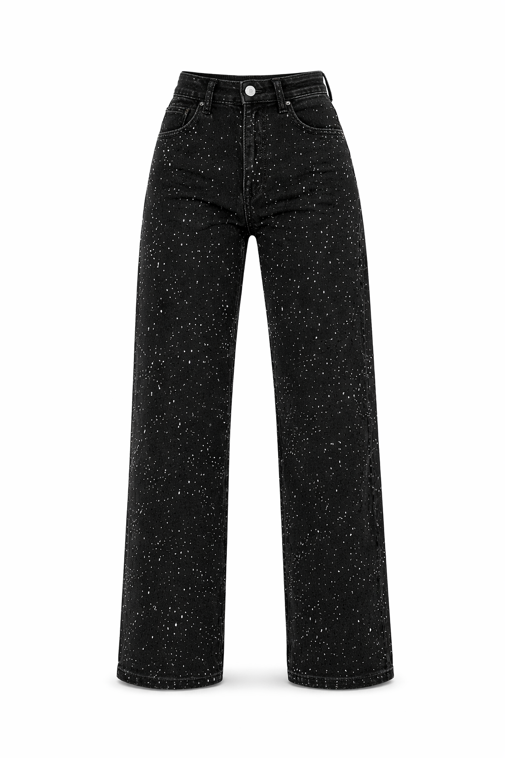 High Waist Jeans für Damen mit geradem Bein und dezenten Glitzer-Details – Straight Leg Denim mit Vintage-Waschung