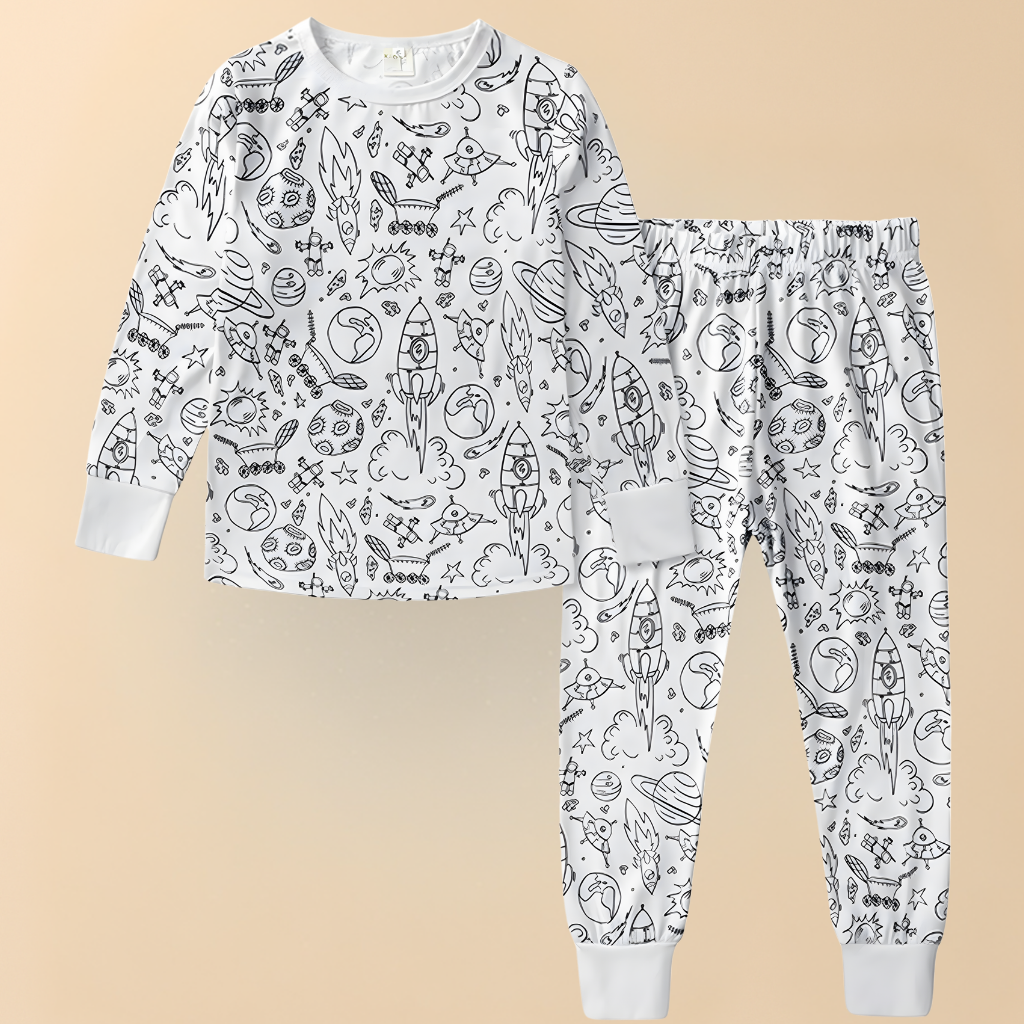 Children's Cotton Pajama Set for Coloring – Creative Christmas Pajamas