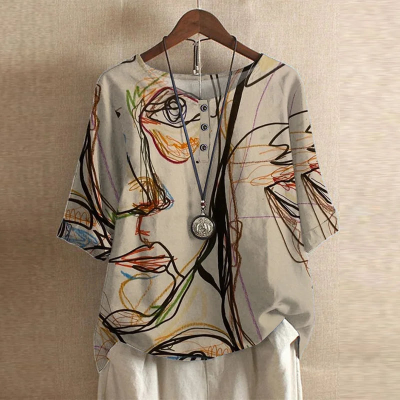 Women's blouse with vintage floral pattern